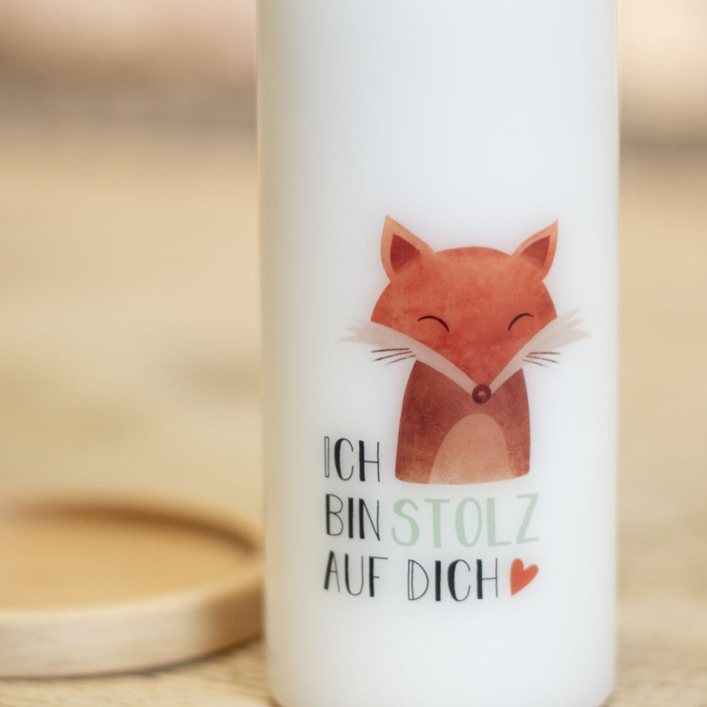MUTmacher Kerze mit dem Aufdruck Ich bin stolz auf dich inkl. Fuchs