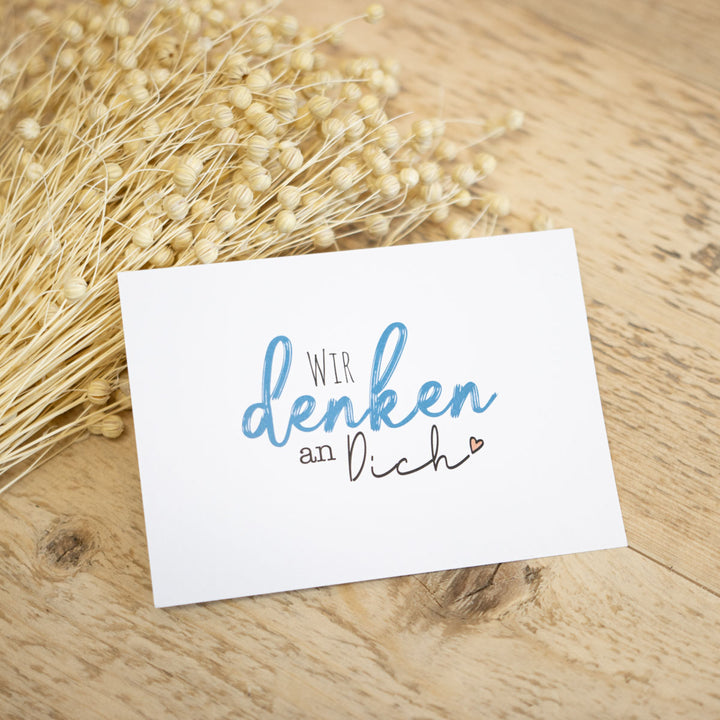 postkarte wir denken an dich