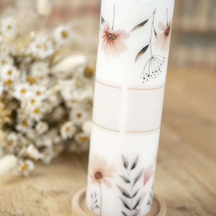 Hochzeitskerze Wildblumen Rückseite Schmuckleiste