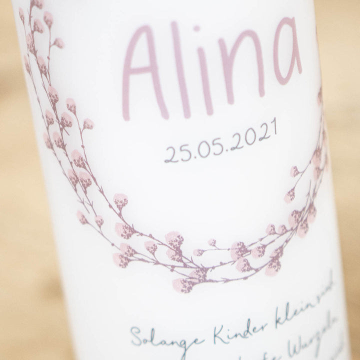 Taufkerze Blumen Kranz Alina