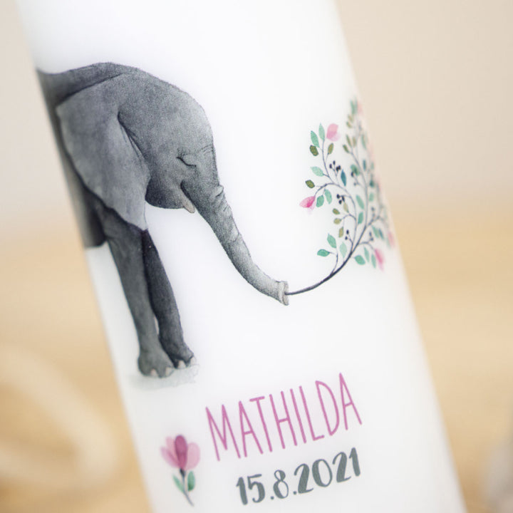 Taufkerze Elefant Blumen