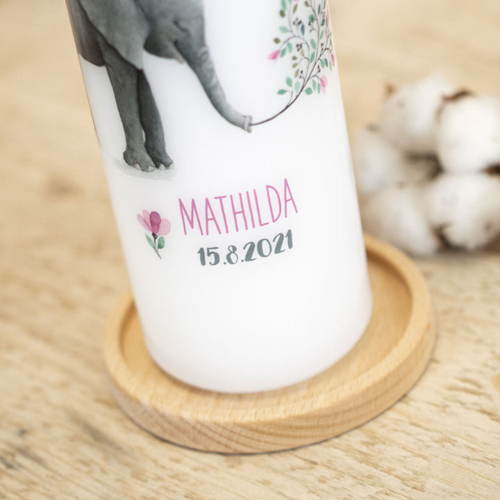 Taufkerze Elefant Taufdatum