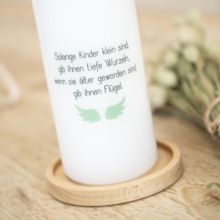 Taufkerze Lebensbaum Taufspruch Flügel