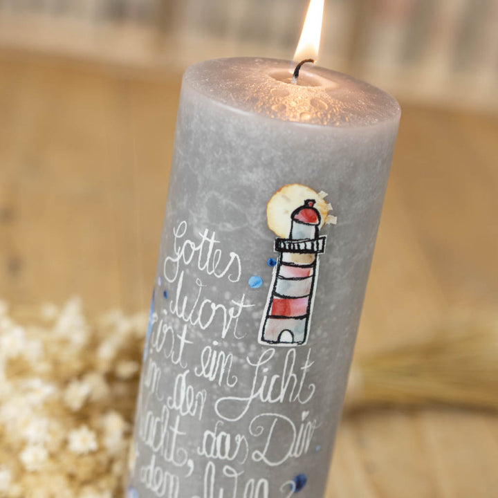 Taufkerze Licht der Welt Rustic Grau
