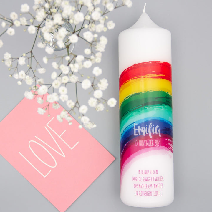 Taufkerze Regenbogen Emilia