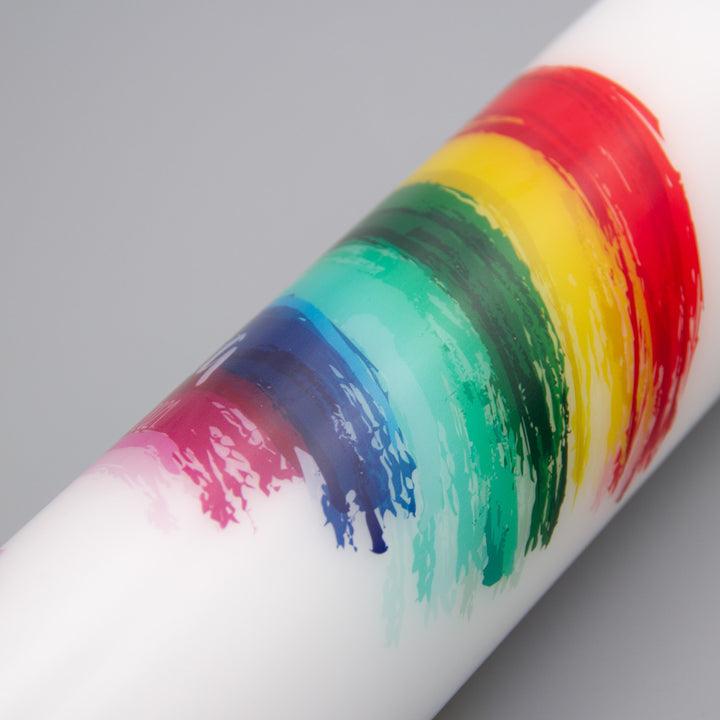 Taufkerze Regenbogen Emilia Seitenansicht