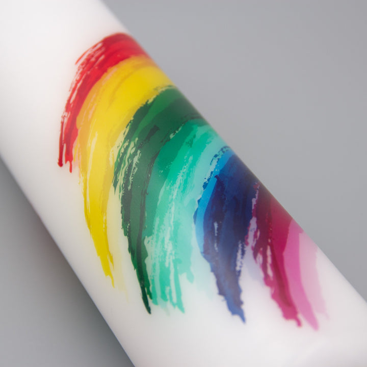 Taufkerze Regenbogen Emilia Seitenansicht