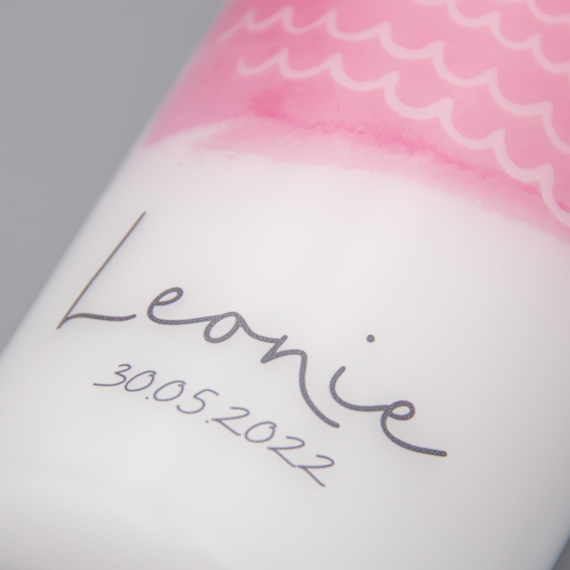 Taufkerze rosa - Leonie mit Taufdatum