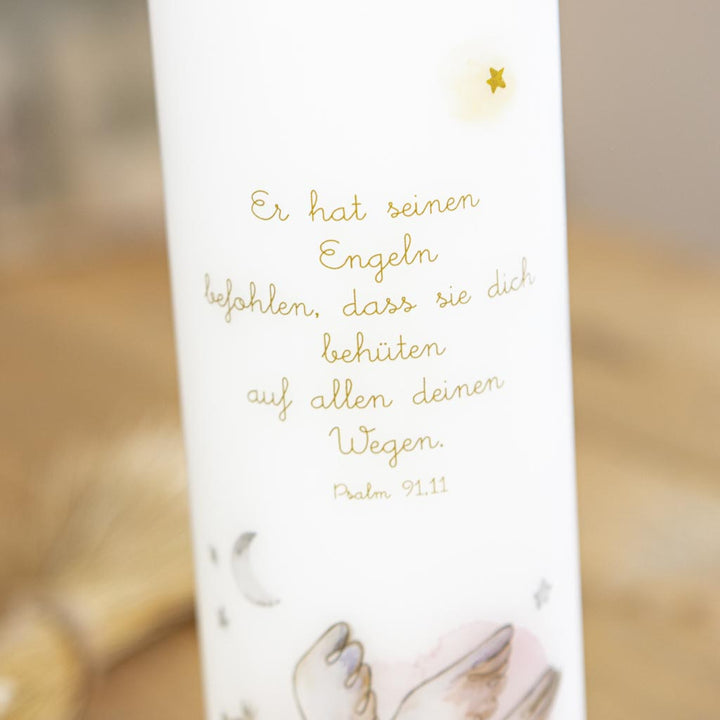 Taufkerze Psalm 91,11 Er hat seinen Engeln befohlen