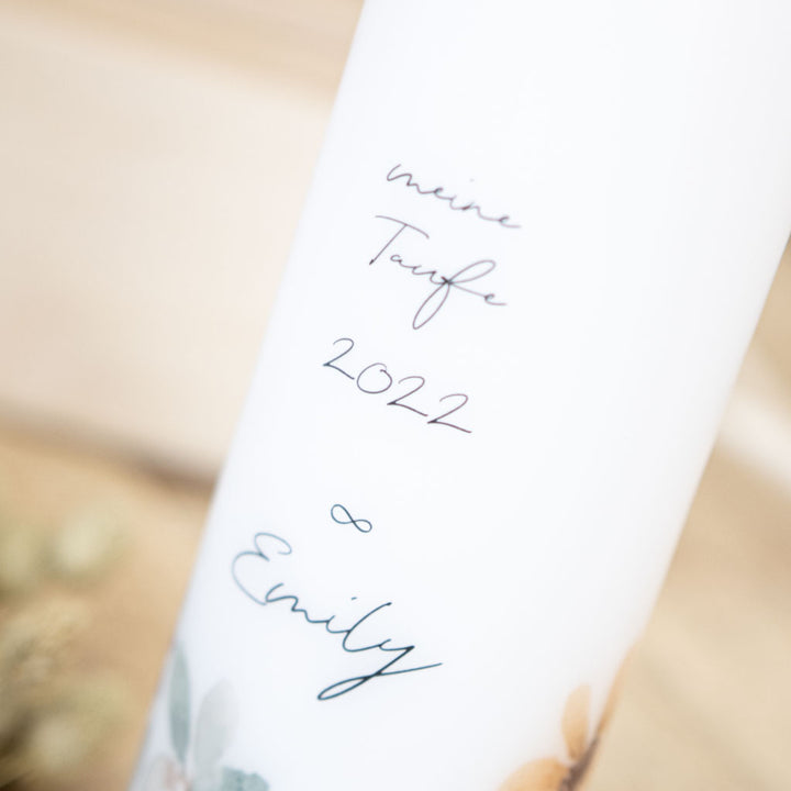 Taufkerze Mädchen Blumen meine Taufe